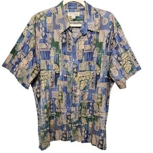 Tori Richard Button Up Shirt Mens XL Tribal Pineapple Cotton Hawaiian Tropical